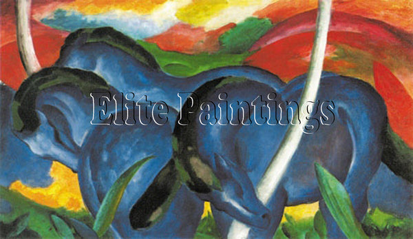 FAMOUS PAINTINGS BIG BLUE HORSES HI ARTIST PAINTING REPRODUCTION HANDMADE OIL