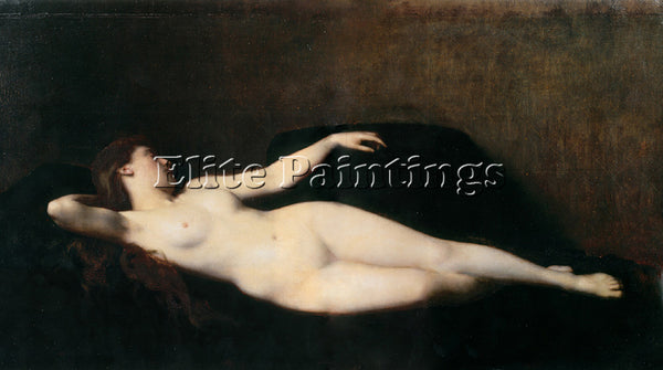 JEAN-JACQUES HENNER  DONNA SUL DIVANO NERO ARTIST PAINTING REPRODUCTION HANDMADE