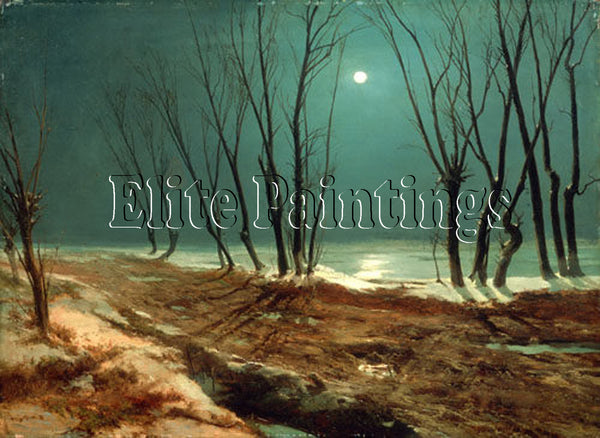 FAMOUS PAINTINGS LANDSCAPE IN WINTER MOON HI ARTIST PAINTING HANDMADE OIL CANVAS