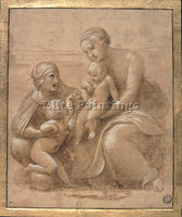 RAFFAELLO MADONNA COL BAMBINO SAN GIOVANNINO E SANT ELISABETTA PAINTING HANDMADE