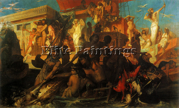 HANS MAKART NIL HUNTING OF KLEOPATRA ARTIST PAINTING REPRODUCTION HANDMADE OIL