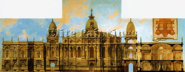 HANS MAKART DESIGN FOR A PALACE BACK-GLUED FLOOR PLAN ARTIST PAINTING HANDMADE