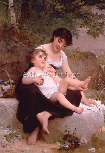 EMILE MUNIER 1892 01 MOTHER AND CHILD ARTIST PAINTING REPRODUCTION HANDMADE OIL