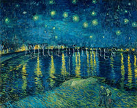 FAMOUS PAINTINGS STARRY NIGHT RHONE ARTIST PAINTING REPRODUCTION HANDMADE OIL