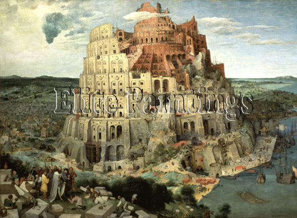 FAMOUS PAINTINGS TOWER OF BABEL ARTIST PAINTING REPRODUCTION HANDMADE OIL CANVAS